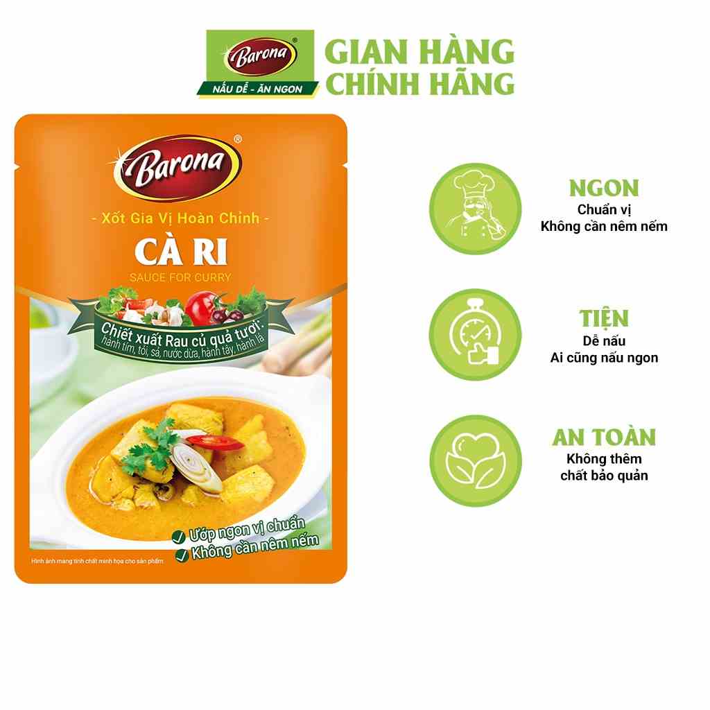 Gia Vị Cà Ri Barona 80g ướp ngon chuẩn vị không cần nêm nếm