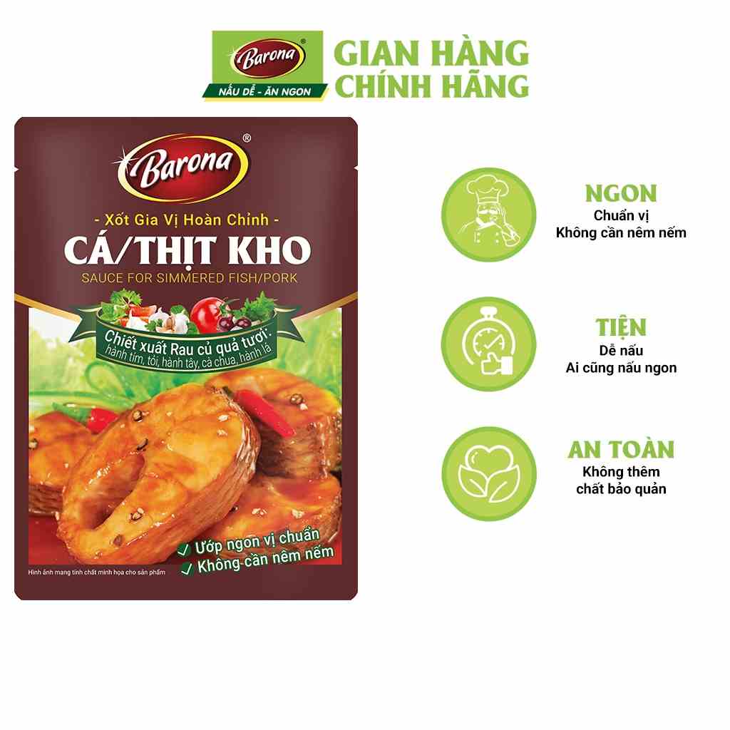 Gia Vị Cá/Thịt Kho Barona 80g ướp ngon chuẩn vị không cần nêm nếm