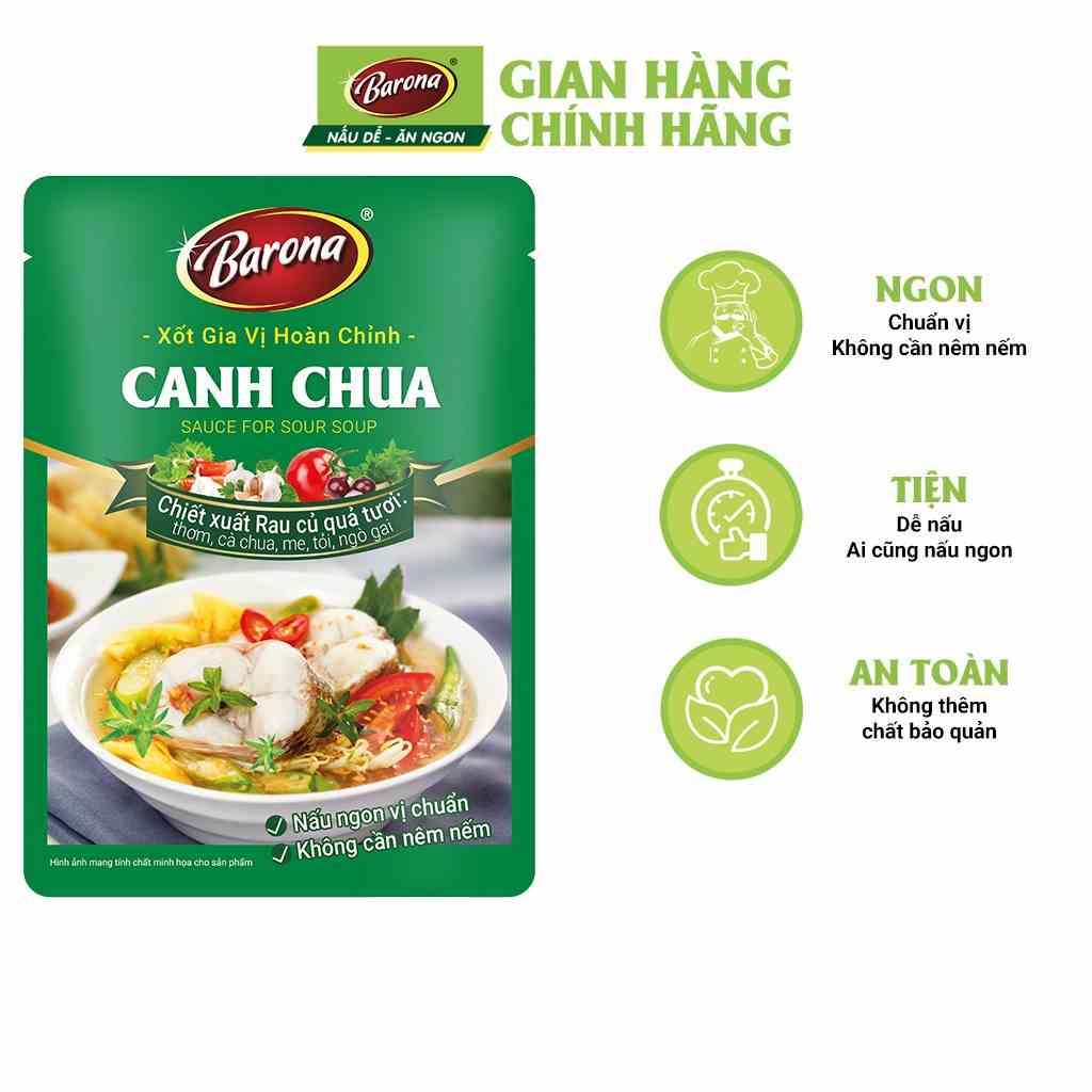 Gia Vị Canh Chua Barona 80g ướp ngon chuẩn vị không cần nêm nếm