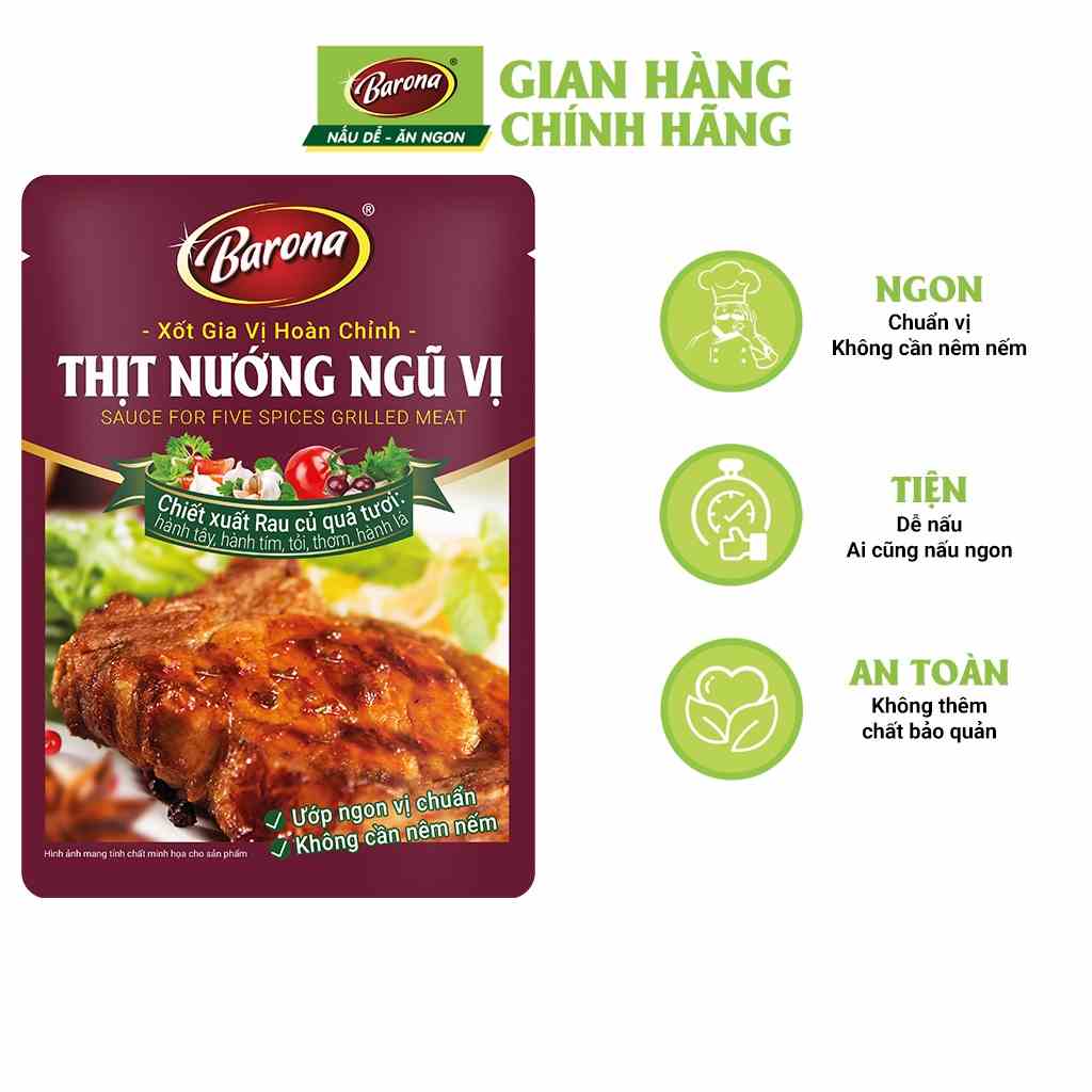 Gia Vị Thịt Nướng Ngũ Vị Barona 80g ướp ngon chuẩn vị không cần nêm nếm