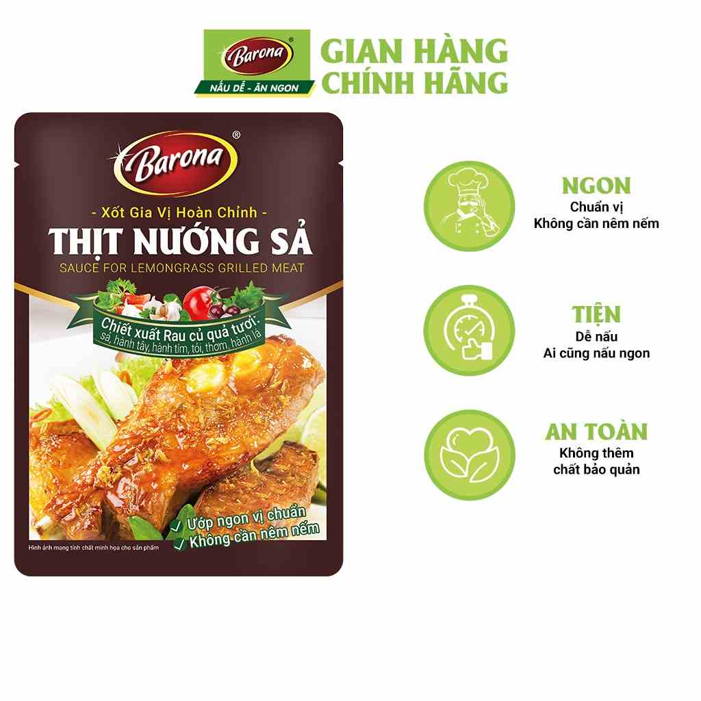 Gia Vị Thịt Nướng Sả Barona 80g ướp ngon chuẩn vị không cần nêm nếm