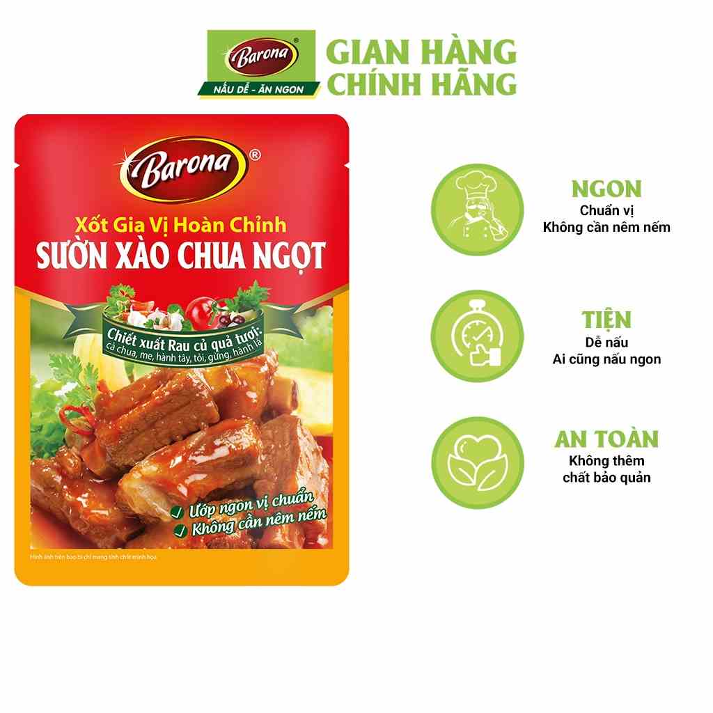 Gia Vị Sườn Xào Chua Ngọt Barona 80g ướp ngon chuẩn vị không cần nêm nếm