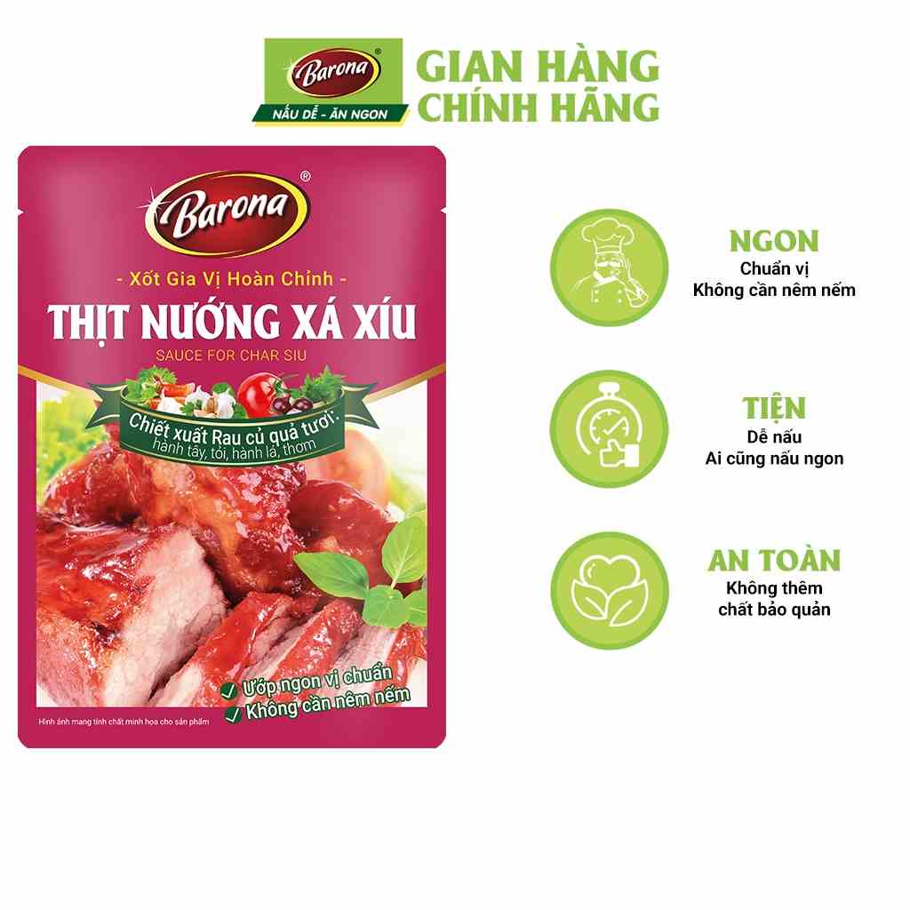 Gia Vị Thịt Nướng Xá Xíu Barona 80g ướp ngon chuẩn vị không cần nêm nếm