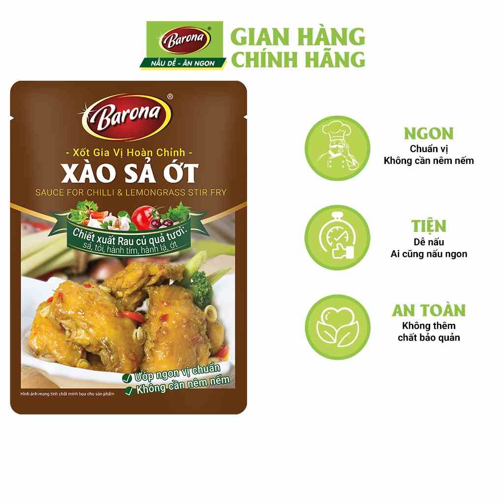 Gia Vị Xào Sả Ớt Barona 80g ướp ngon chuẩn vị không cần nêm nếm