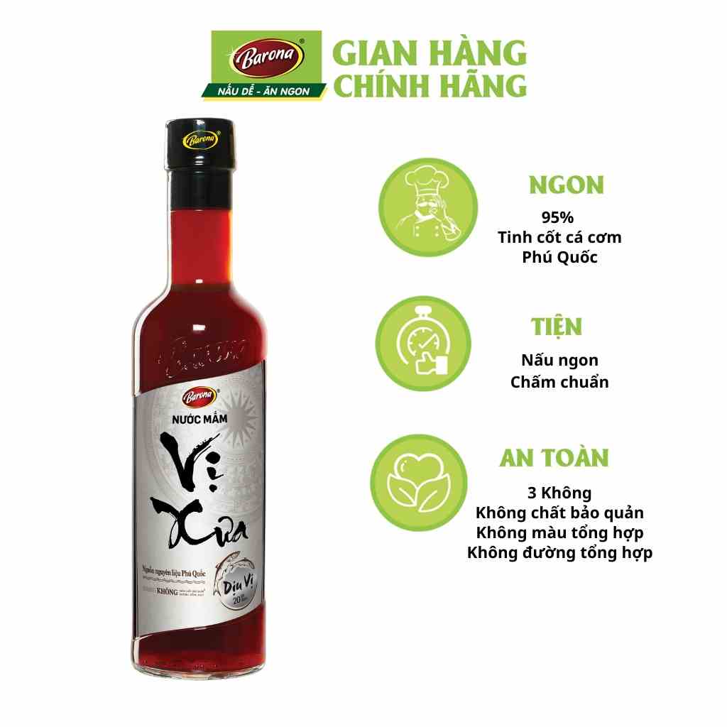 Nước Mắm Cao Cấp Vị Xưa Barona 20 Độ Đạm 500ml