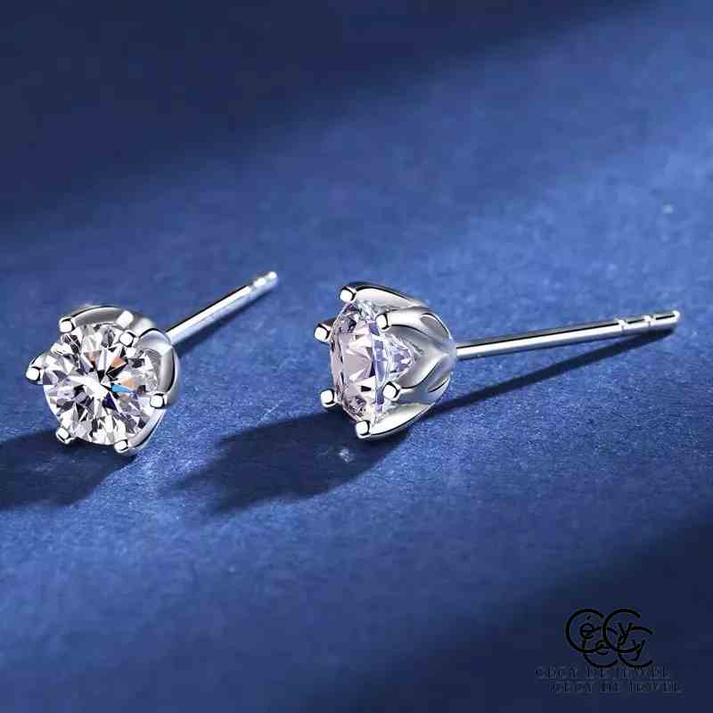 KHUYÊN TAI BẠC Ý 925 KIM CƯƠNG MOISSANITE-M1952