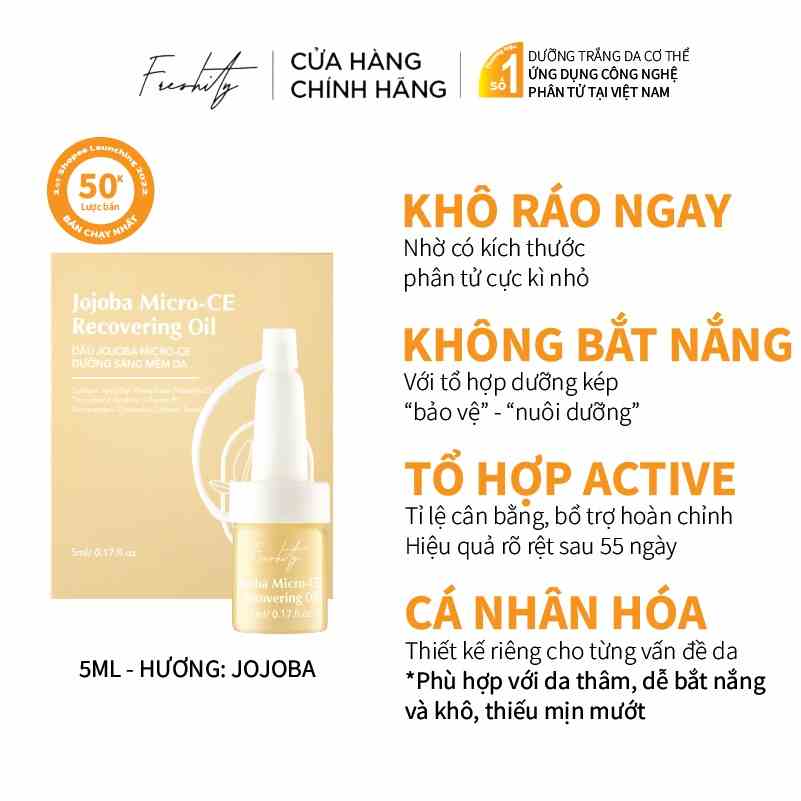 Dầu dưỡng Jojoba Freshity 5ml vi chất Vitamin CE  làm sáng mềm bảo vệ da