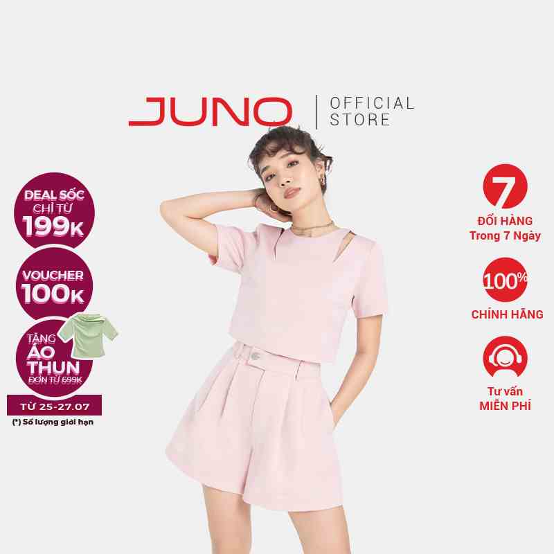 Quần Shorts Nữ Thời Trang JUNO Dáng Xoè Xếp Ly JNQSH014