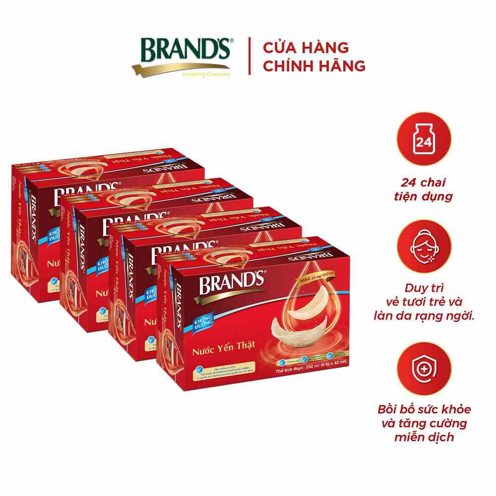 [Mã BMLTB200 giảm đến 100K đơn 499K] Combo 4 nước yến thật BRANDS không đường (42 ml x 24 lọ)