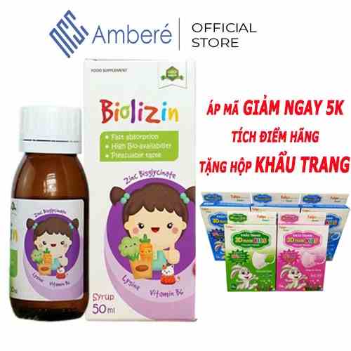 Biolizin Kẽm Hữu Cơ Lineabon k2 d3 Lysine B6 Giúp Bé Ăn Ngon Tăng Đề Kháng Bổ Sung Kẽm Chai 50ml