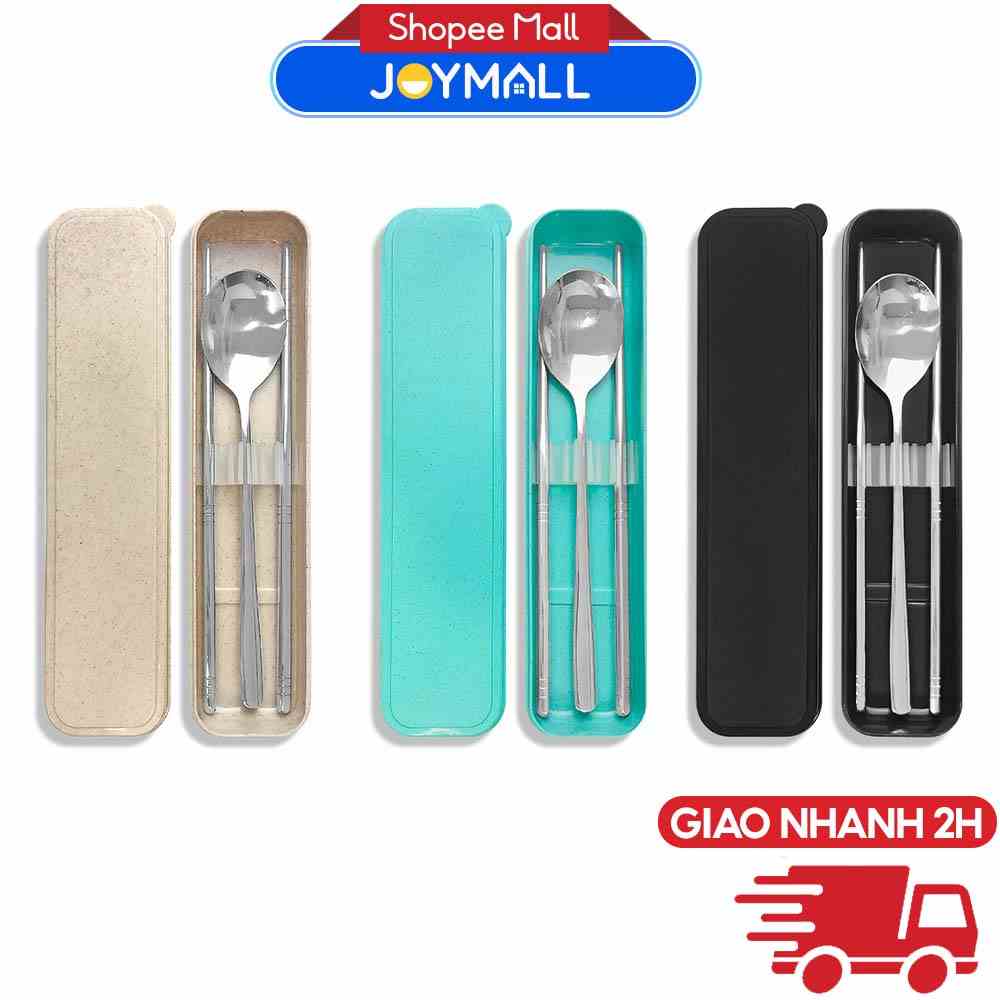 Bộ muỗng đũa inox JoyMall kèm hộp đựng lúa mạch, dùng mang đi cá nhân, văn phòng du lịch