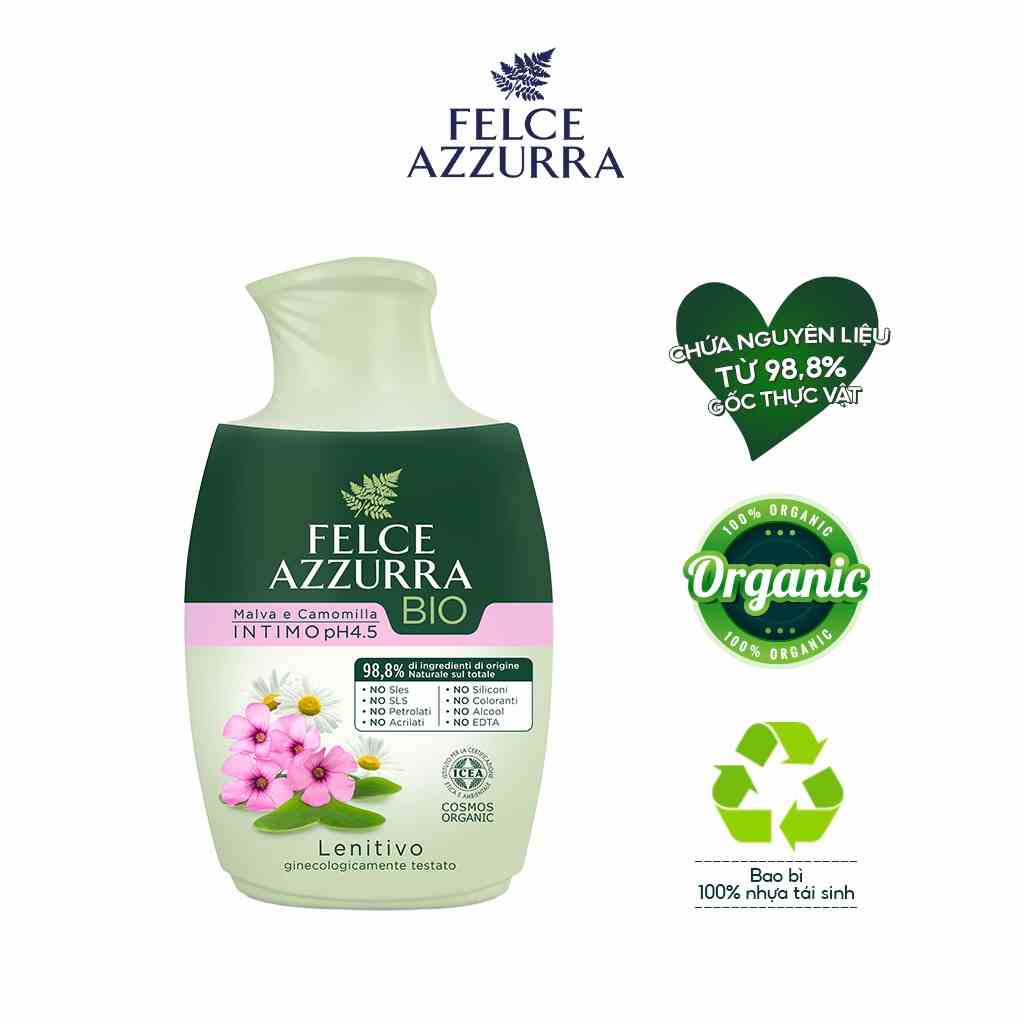 Dung Dịch Vệ Sinh Phụ Nữ FELCE AZZURRA BIO Hữu Cơ, Xuất Xứ Ý, Dùng Hàng Ngày lọ 250ml