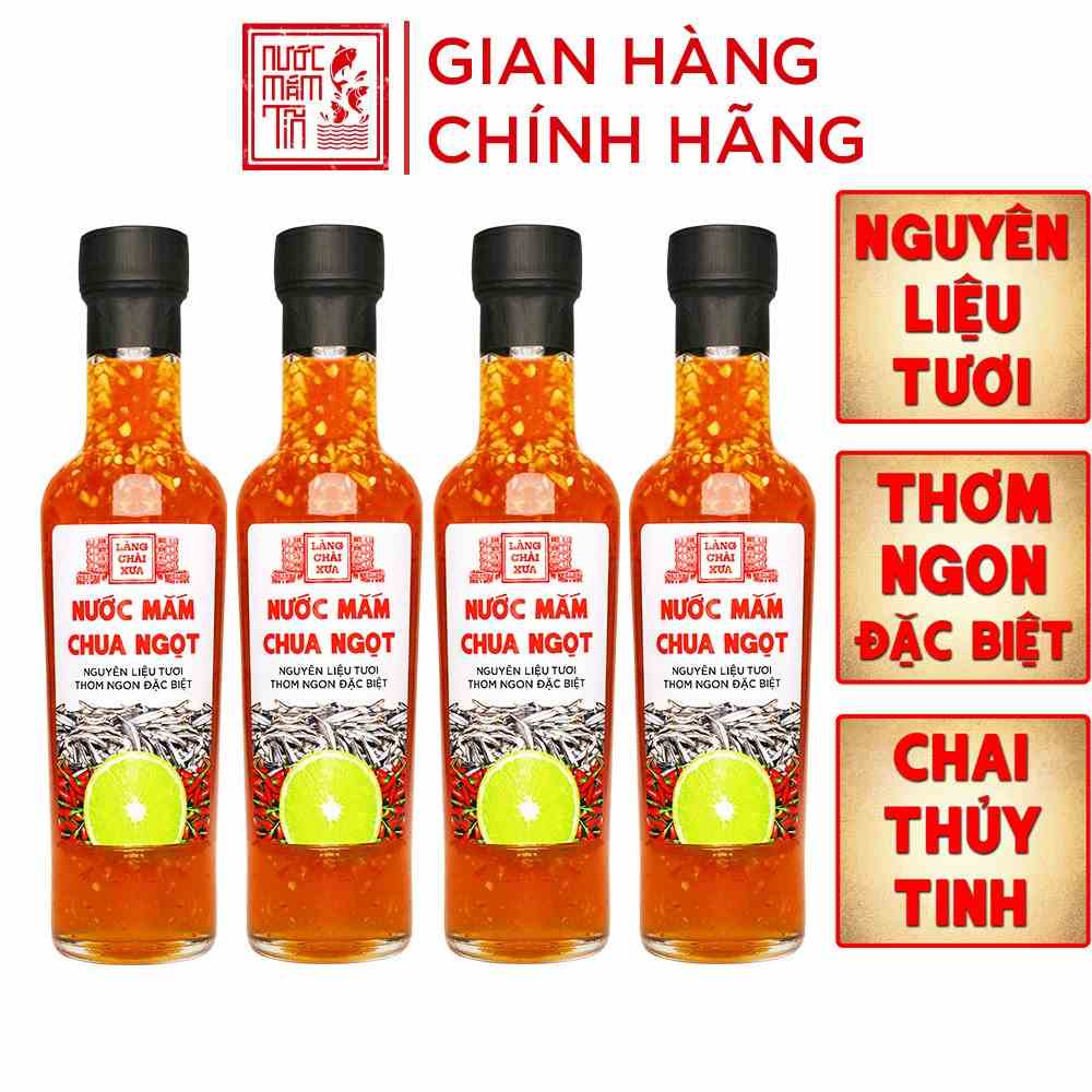 [COMBO 4 CHAI] Nước mắm chua ngọt cao cấp Làng Chài Xưa, nguyên liệu tươi, thơm ngon đặc biệt, pha sẵn từ chanh tỏi ớt