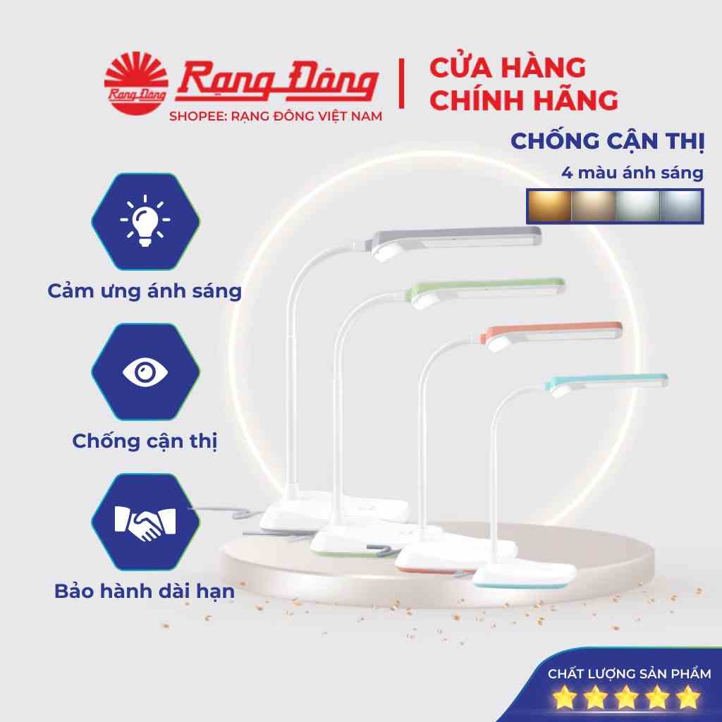 Đèn học Rạng Đông 6W LED chống cận, đèn bàn bảo vệ mắt, thị lực,3 mức sáng, Model RDRL36