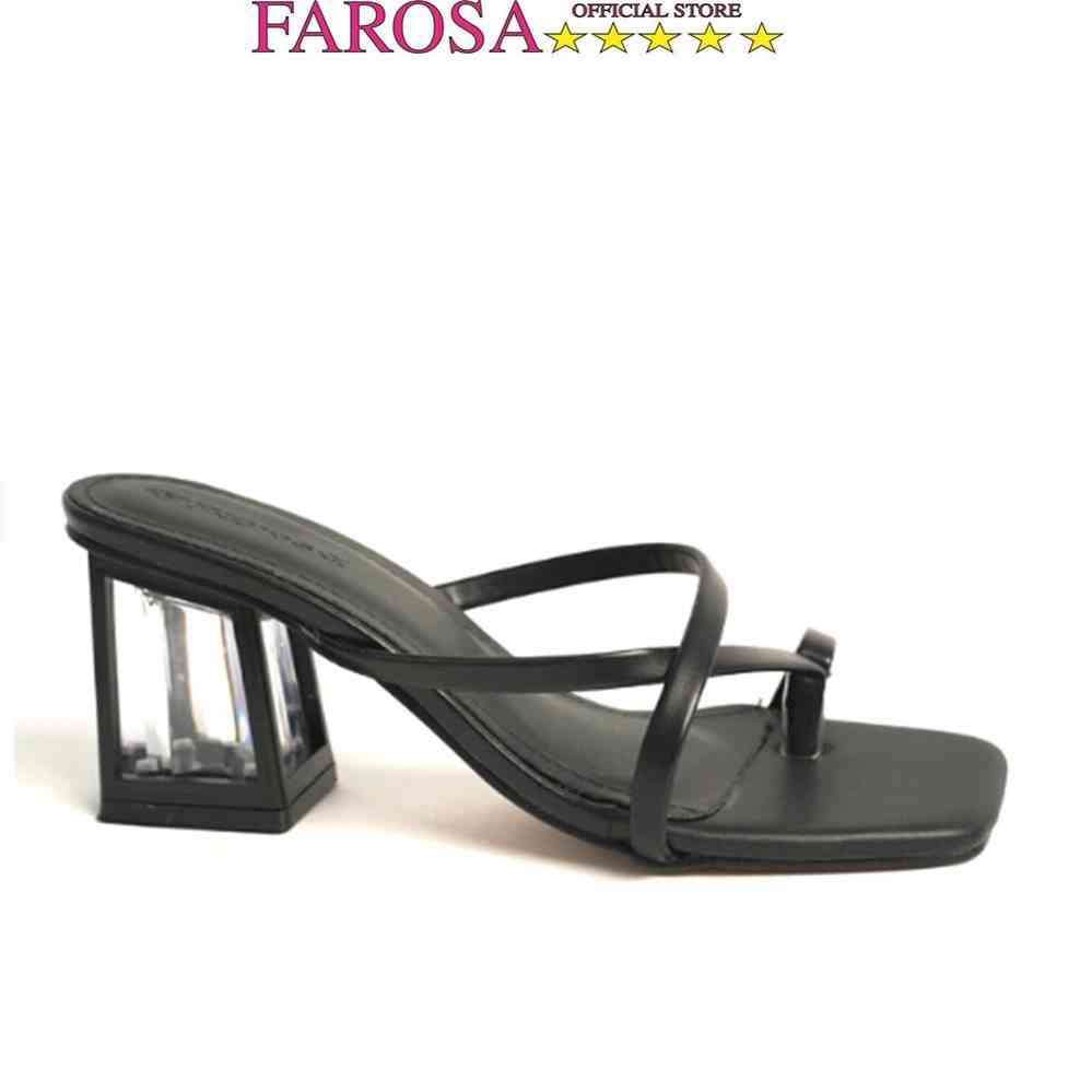 Giày sandal cao gót quai mảnh kẹp sỏ ngón FAROSA - V7 đế hộp vuông 7cm cực hót trend