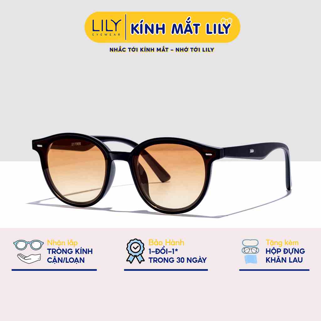 Kính mát mắt tròn nam nữ LILYEYEWEAR chống tia UV400 kiểu dáng thời trang chất liệu nhựa chắc chắn 2088