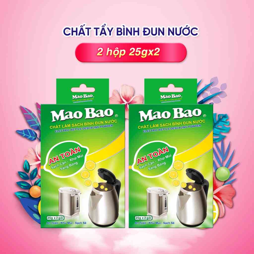 Chất Làm Sạch Bình Đun Nước Mao Bao 25g x 2 gói - 2 hộp