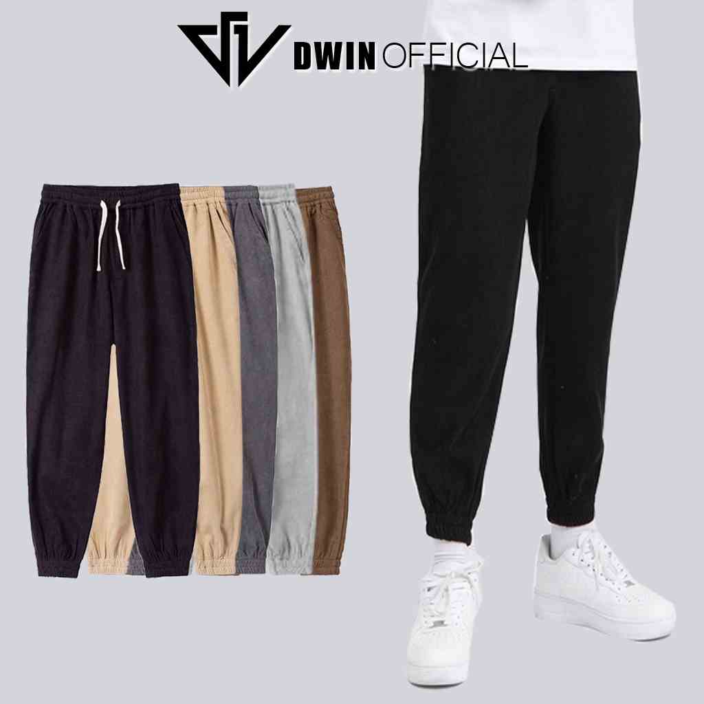 Quần jogger nam nữ Dwin bo ống basic unisex chất liệu nhung tăm nhỏ cao cấp