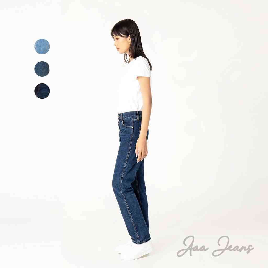 Quần jean ống đứng nữ lưng cao classic straight Aaa Jeans