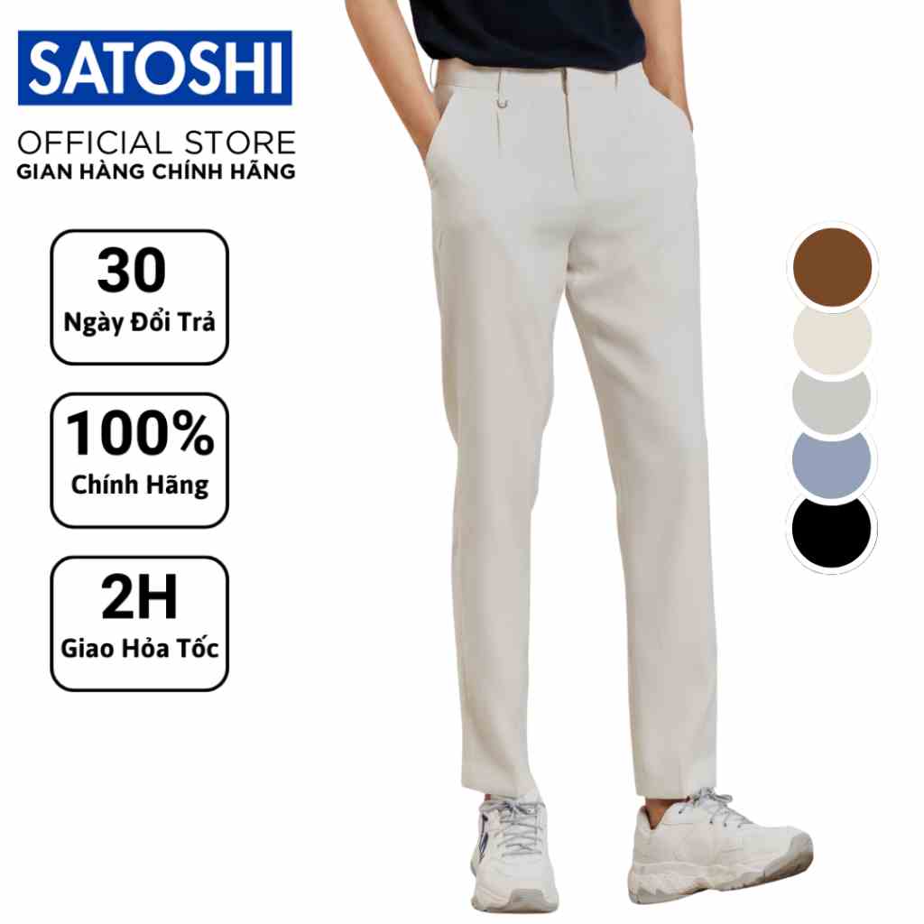 Quần tây nam Satoshi cao cấp SAQT22 lưng thun thiết kế dáng suông slimfit co giãn nhẹ