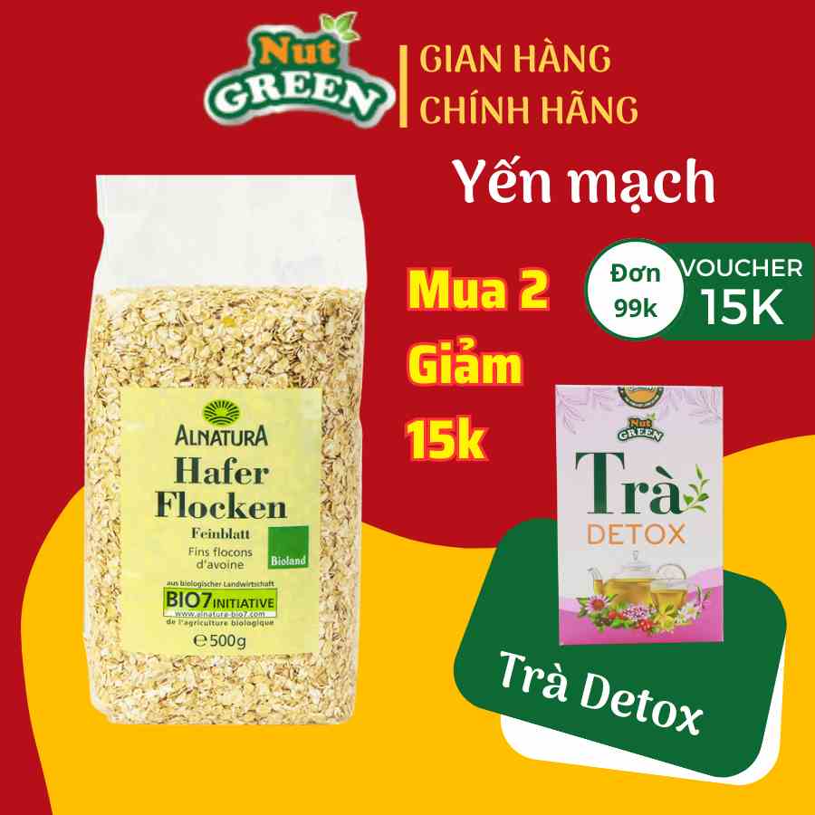 Yến Mạch Giảm Cân Ăn Liền Cán Dẹt & Cán Vỡ Hafer Flocken Đức _ 500gr NUTGREEN Healthy Food