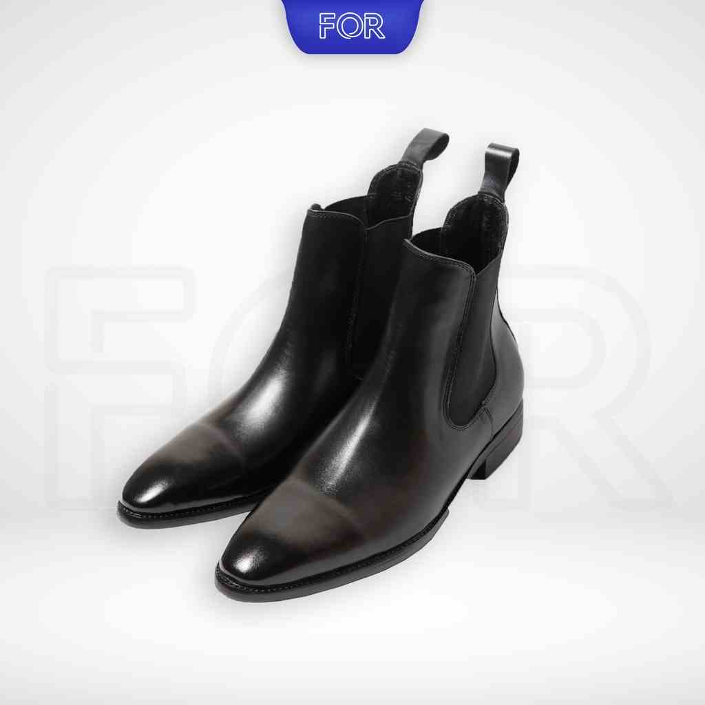 Giày Chelsea Boot FOR mũi nhọn cao cấp da bò nguyên tấm nhập khẩu, đế cao su đúc nguyên khối chắc bền CBF01