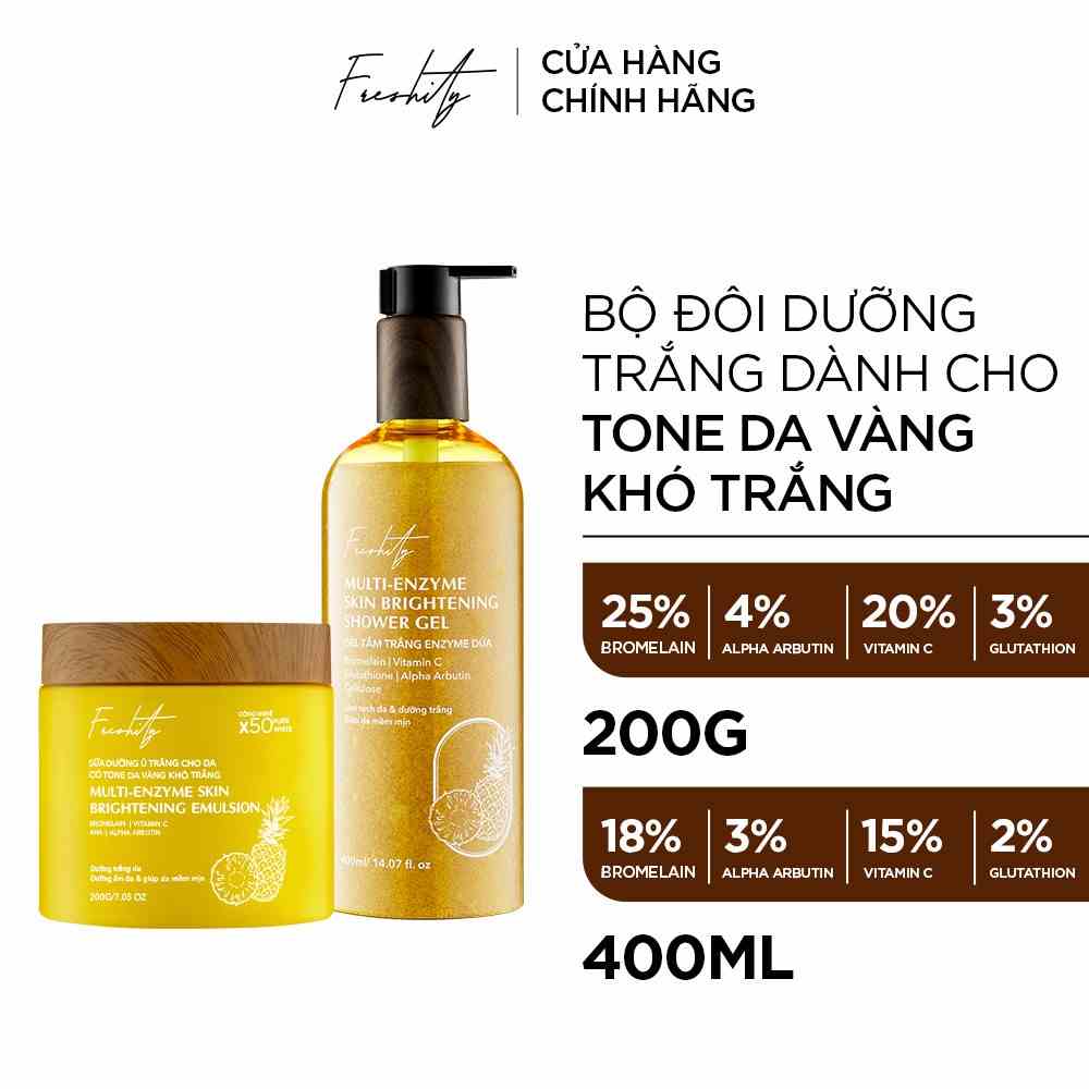 Bộ sản phẩm Dứa dưỡng trắng da dành cho tông da vàng khó trắng Freshity