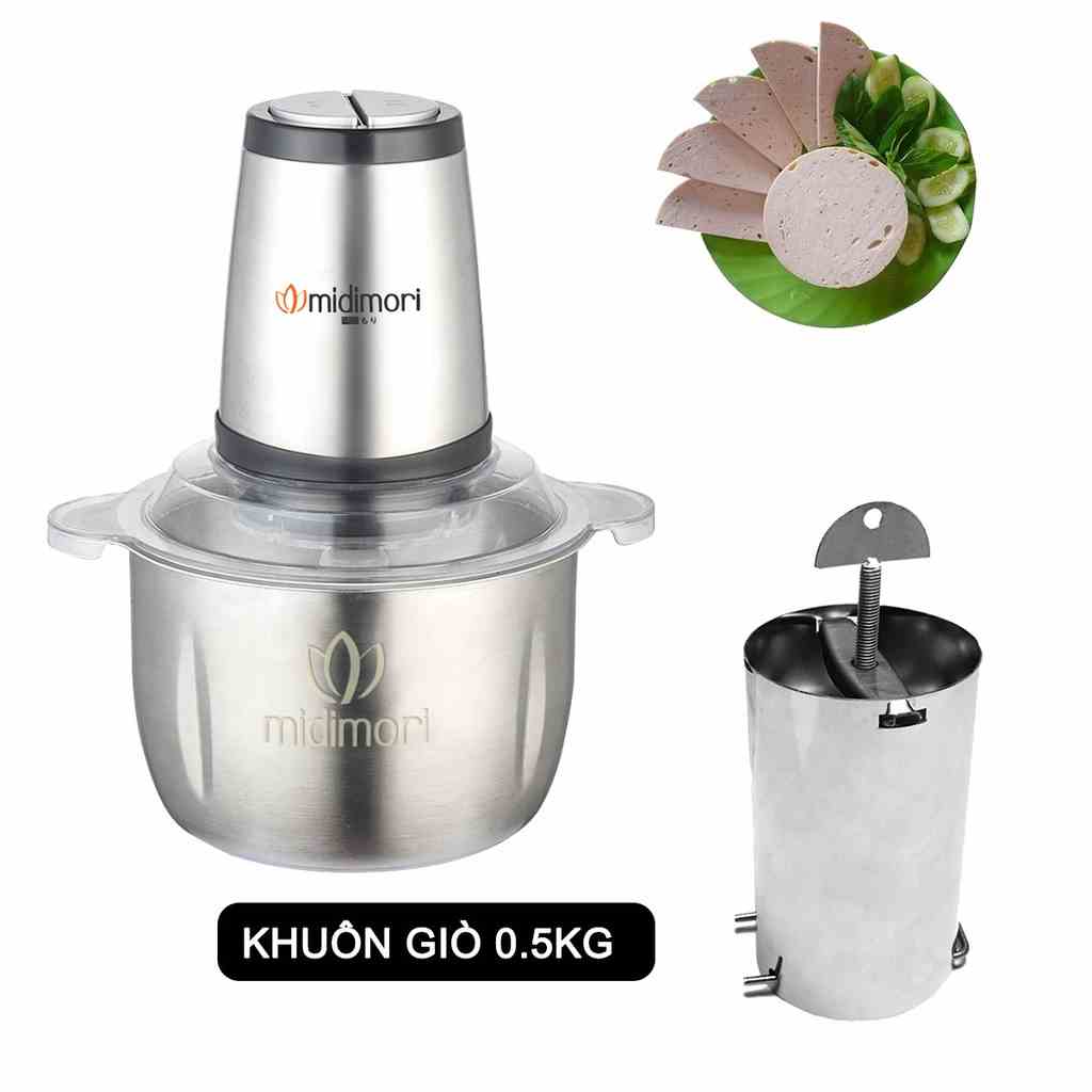 [Mã BMLTB200 giảm đến 100K đơn 499K] Combo Máy xay thịt Midimori 800W và 1 khuôn làm giò chả inox loại 0.5kg