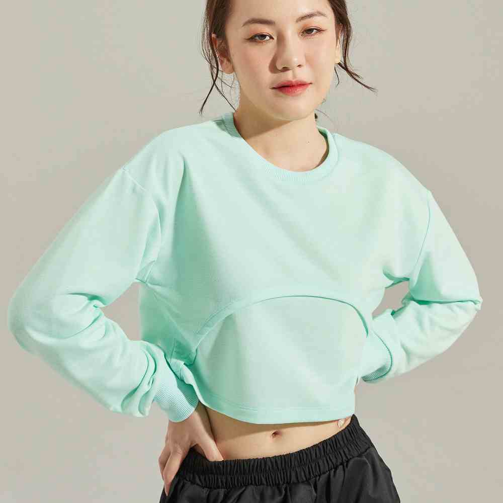 Áo croptop Maybi suông thun tay dài