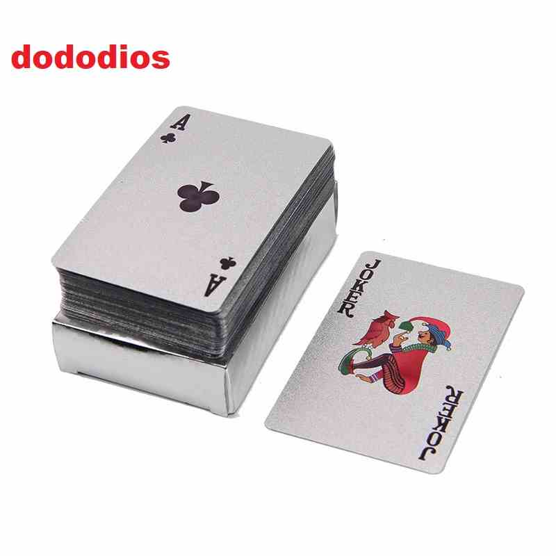 Bài Tây Poker Mạ Nhũ BẠC Cao Cấp Phủ Si BẠC Hãng dododios – Bộ 54 Lá Bài Pocker Nhựa Dẻo Chống Thấm Nước Chống Gãy