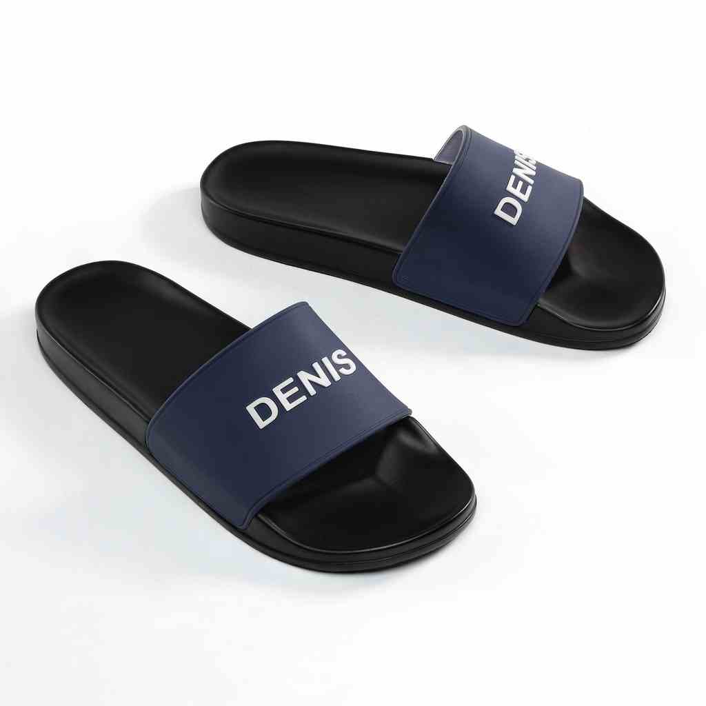 Dép Quai Ngang Denis Unisex Slipper đế PU đen cao cấp DN08