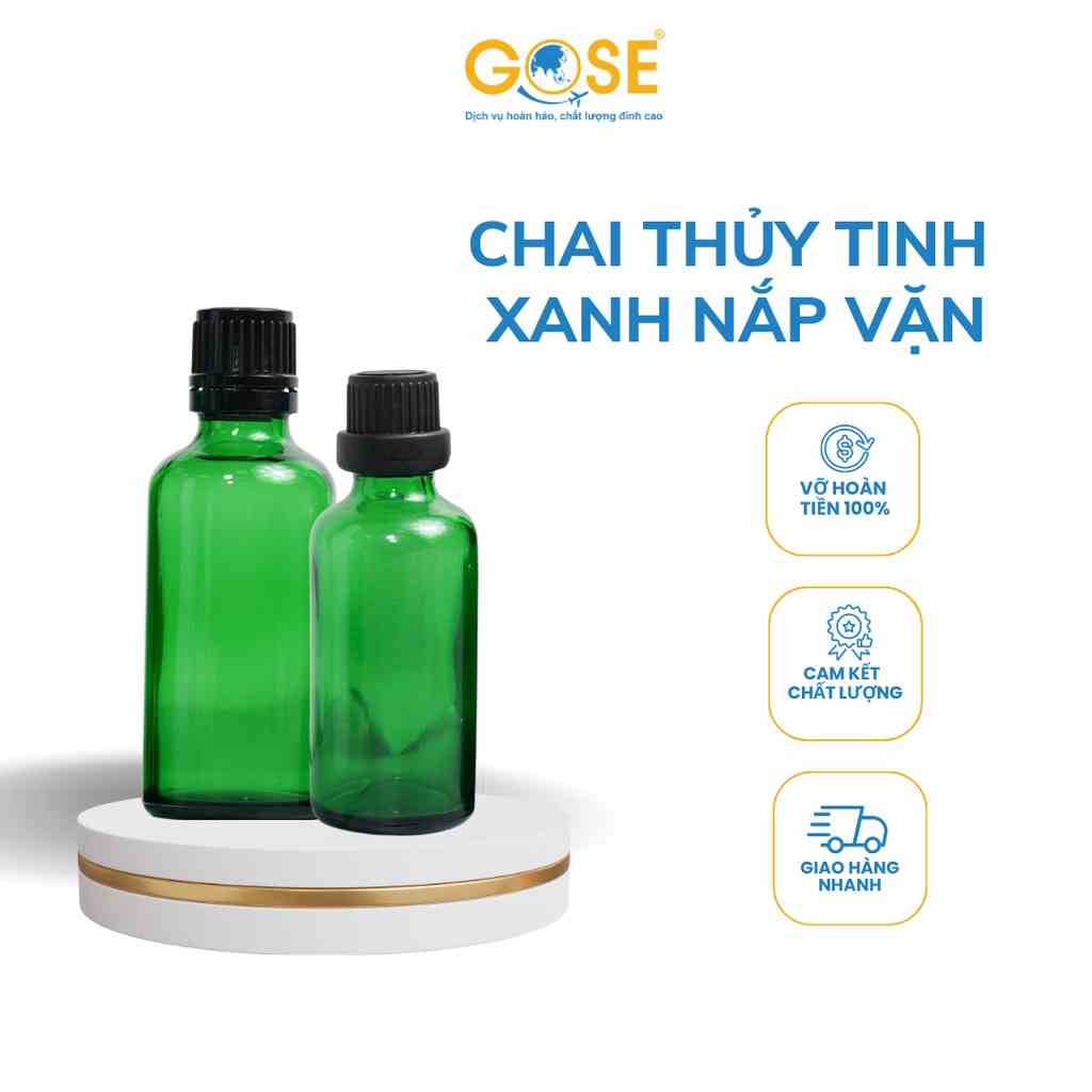 [Mã BMLTB35 giảm đến 35K đơn 99K] Chai lọ thủy tinh đựng tinh dầu GOSE thân xanh bộ chiết mỹ phẩm nắp vặn nhỏ giọt