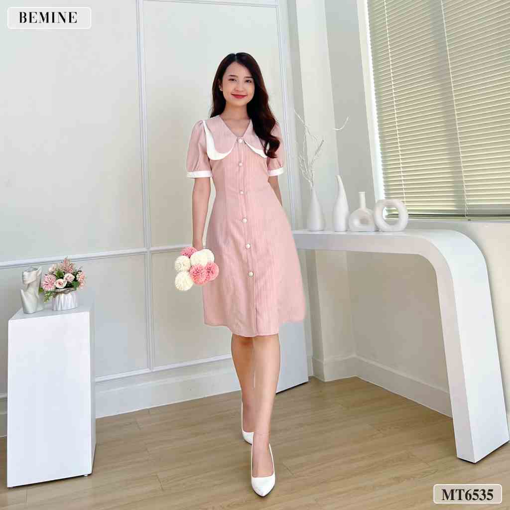 Đầm công sở cổ cánh bướm tùng xoè BEMINE MT6535