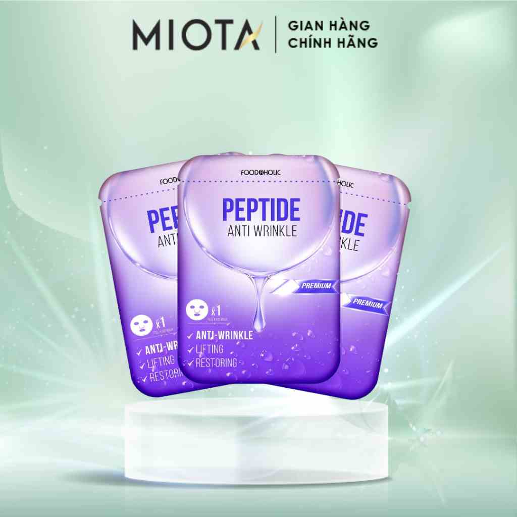 Combo 6 Miếng Mặt nạ chống lão hóa, mờ nếp nhăn Foodaholic Peptide Anti Wrinkle Mask 23ml