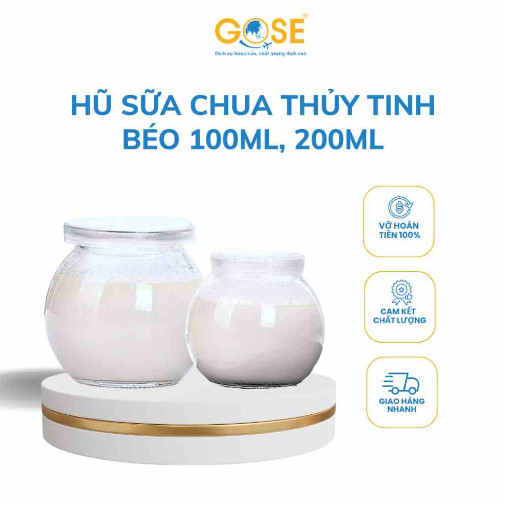 [Mã BMLTB35 giảm đến 35K đơn 99K] Hũ sữa chua thủy tinh dáng tròn béo 100ml/200ml làm yaourt caramen, bánh flan cao cấp