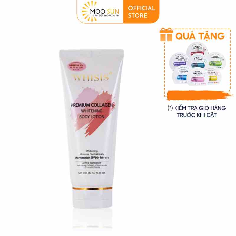 Kem Dưỡng Thể Trắng Da Ban Ngày Chống Nắng Nâng Tone Hàn Quốc WHISIS Premium Collagen Whitening Body Lotion 200ml