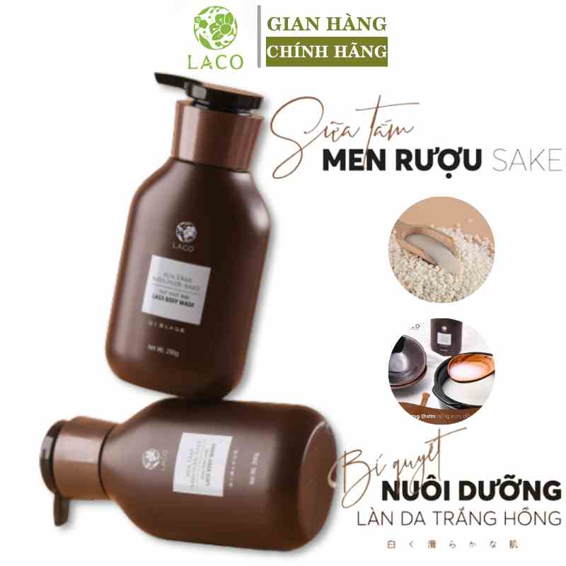 Sữa Tắm Trắng Da Men Ruou Sake Dưỡng Trắng Da Toàn Thân LACO Thơm Lâu Công Nghệ Nhật Bản 290g imnature_thuonghieuviet