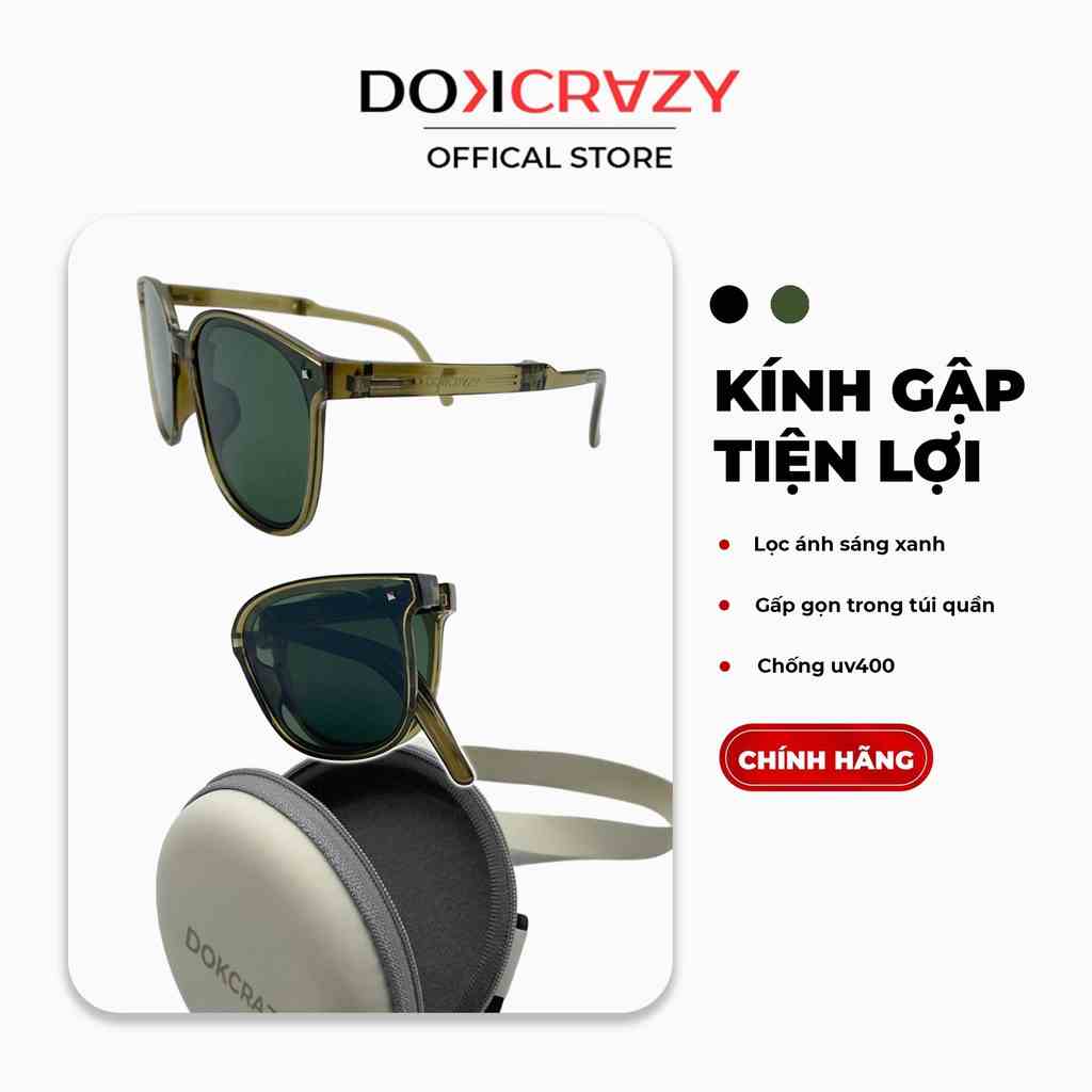 Kính Gập Thời Trang GAPPO DOKCRAZY , Chống tia UV ,Dáng Unisex cho Nam Nữ, Nhỏ Gọn Tiện Lợi (Tặng kèm Hộp Da và Khăn Lau