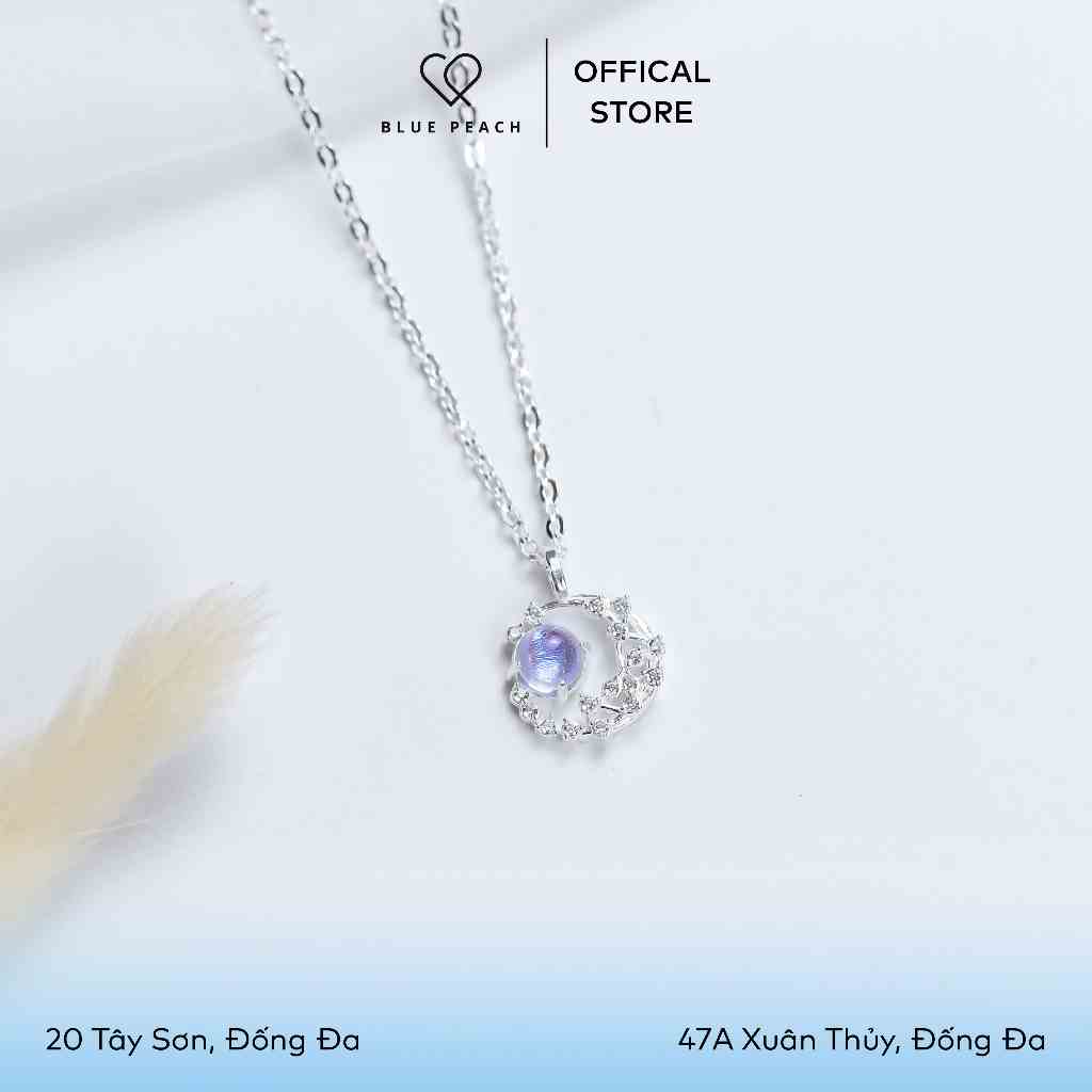 Dây Chuyền Bạc 925 Blue Peach Blue Glitter Moon v1 VN - Đá Violet DC708