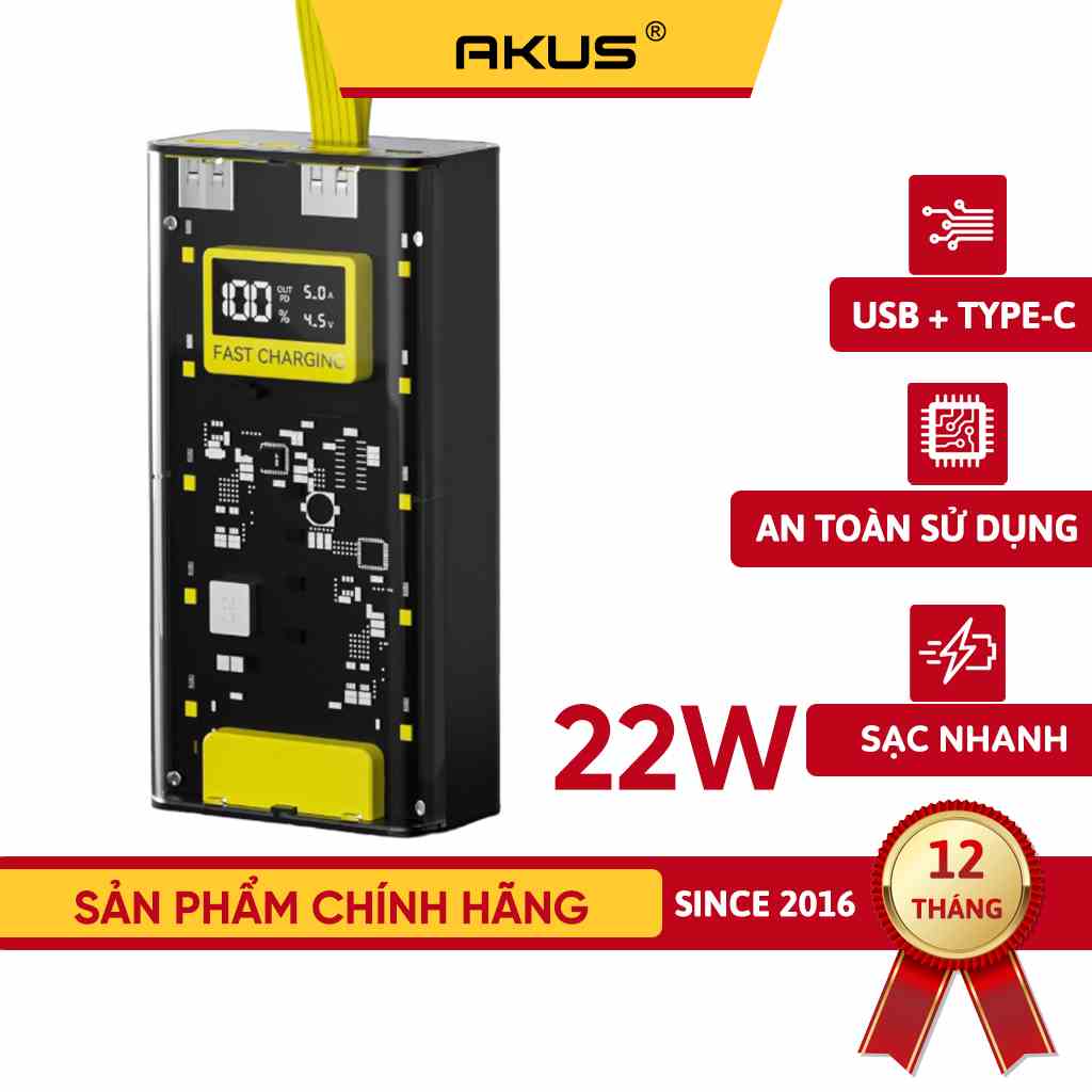 Sạc dự phòng sạc nhanh PD 20.000mAH AKUS-DP291