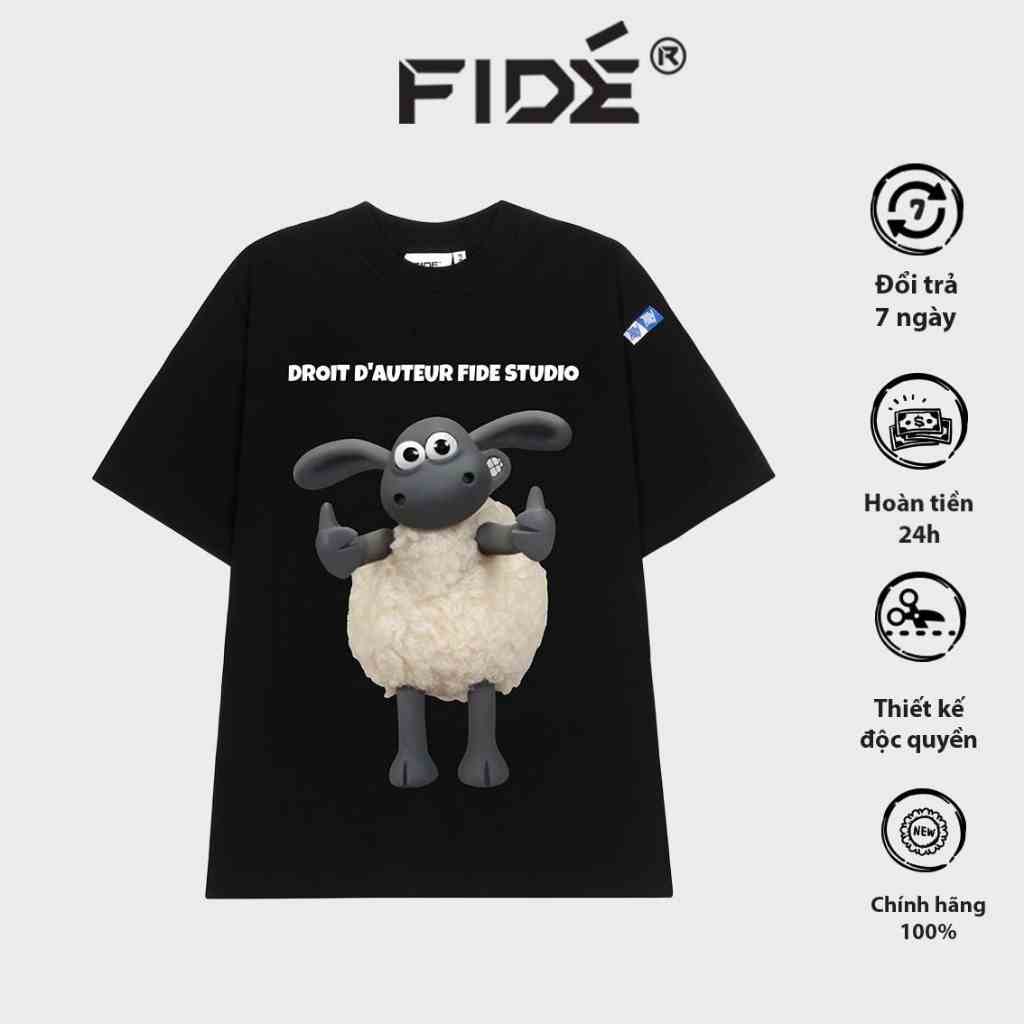 Áo thun FIDE Cừu Shaun phông trơn nam nữ cổ tròn unisex SHAUN 07