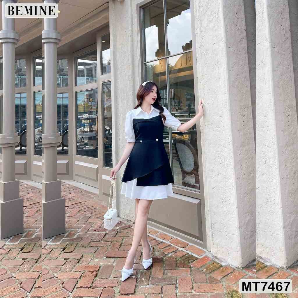 Đầm thiết kế cổ phối ngắn tay BEMINE MT7467