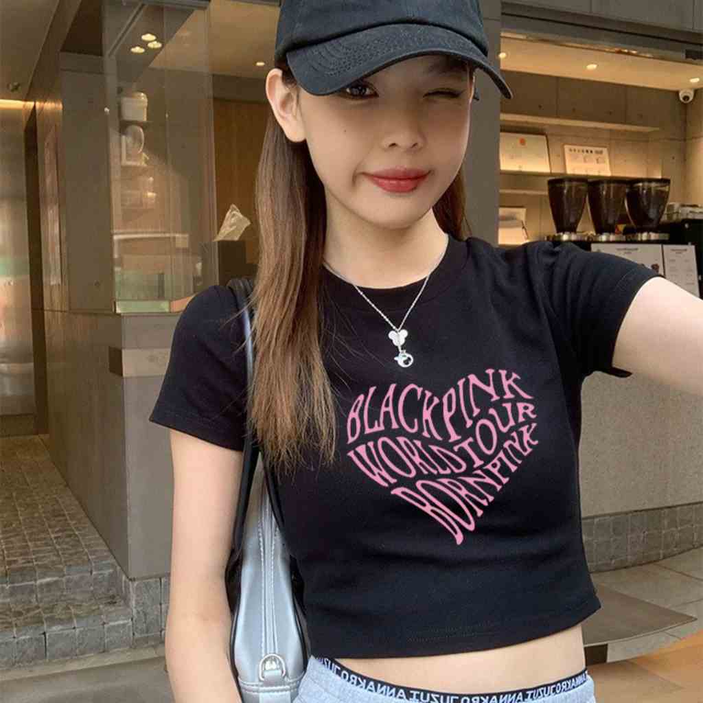 Áo croptop BlackPink Born Pink chất cotton  - Áo thun croptop ôm Loza CR6201