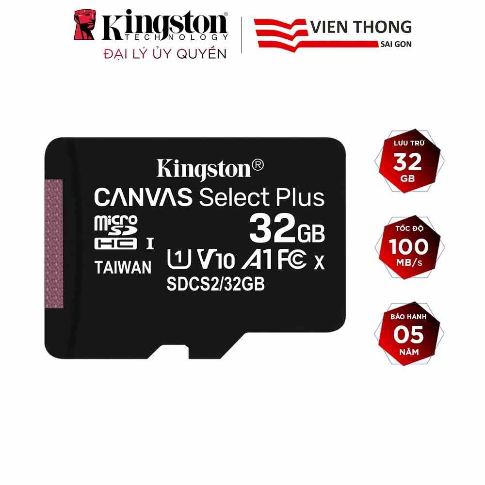 [Mã BMLTB35 giảm đến 35K đơn 99K] Thẻ nhớ micro SDXC Kingston 32GB Canvas Select Plus upto 100MB/s