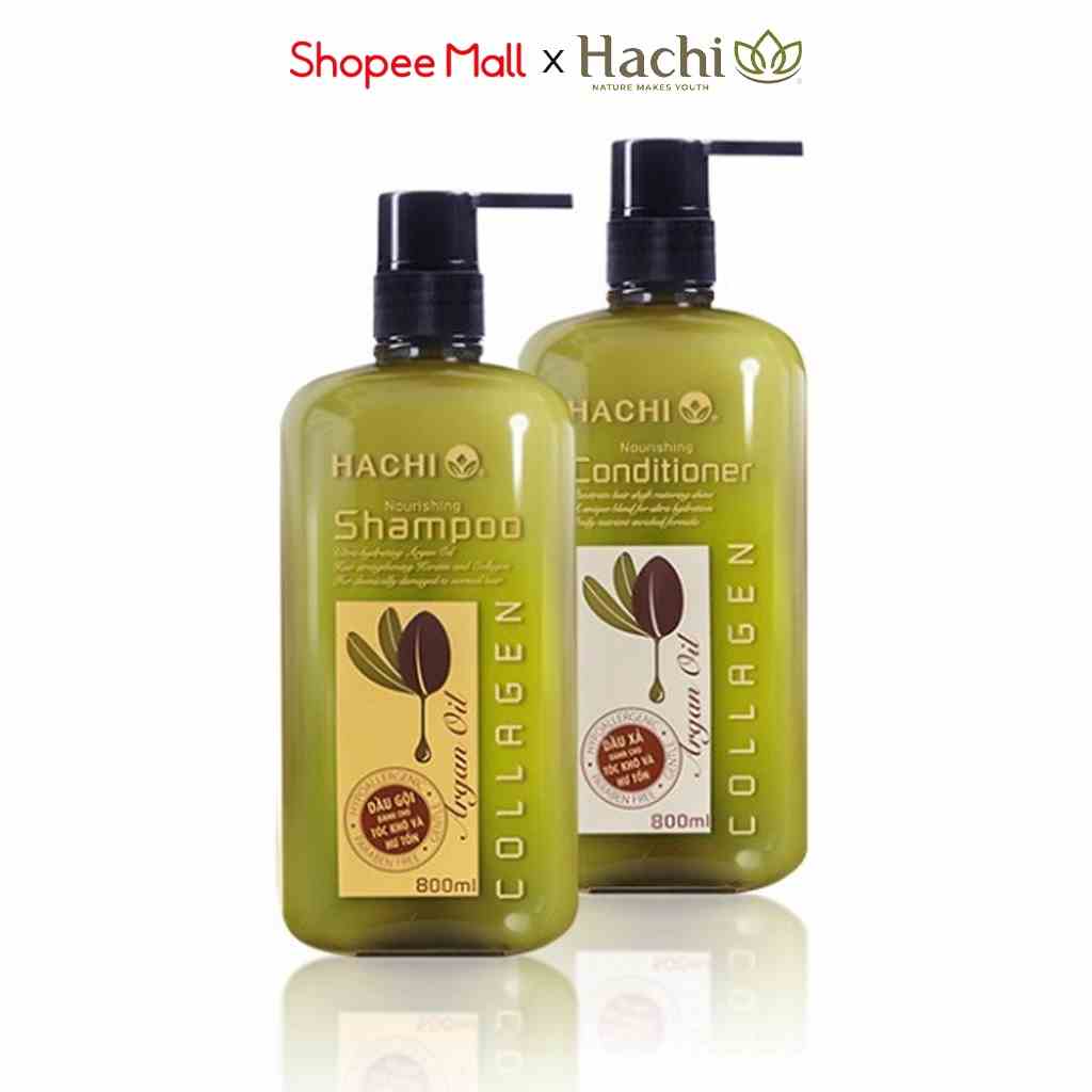 Combo dầu gội đầu nam nữ ARGAN Hachi dành cho tóc hư tổn khô sơ 350ml 500ml 800ml