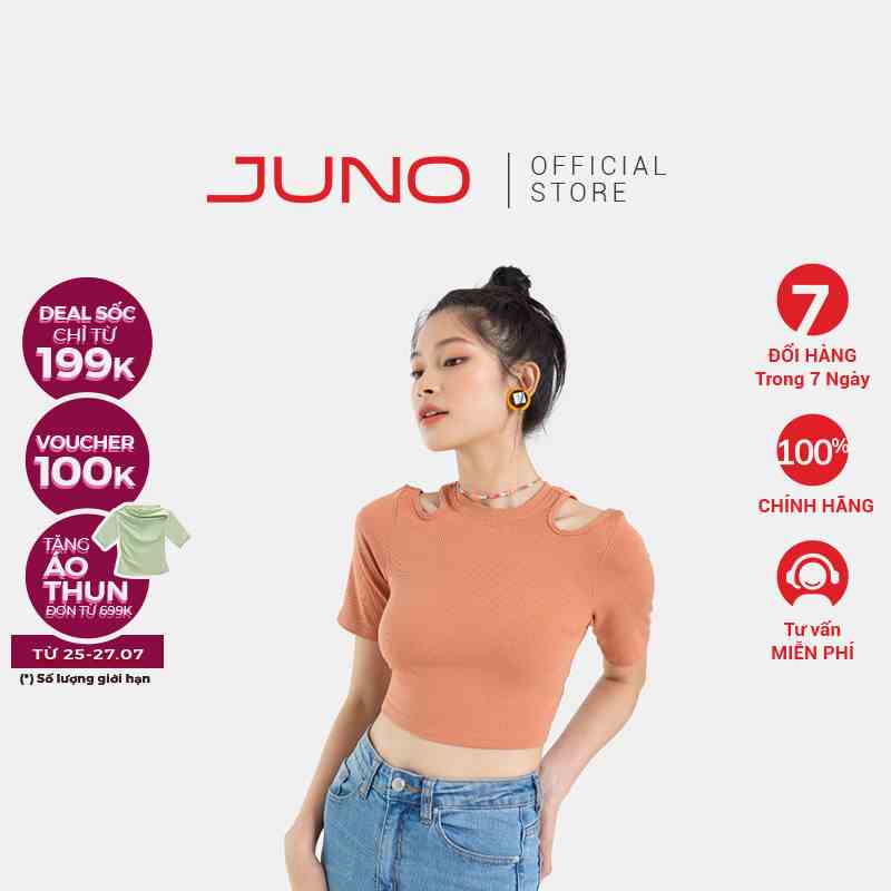 Áo Thun Nữ JUNO Croptop Xẻ Vai JNATH020