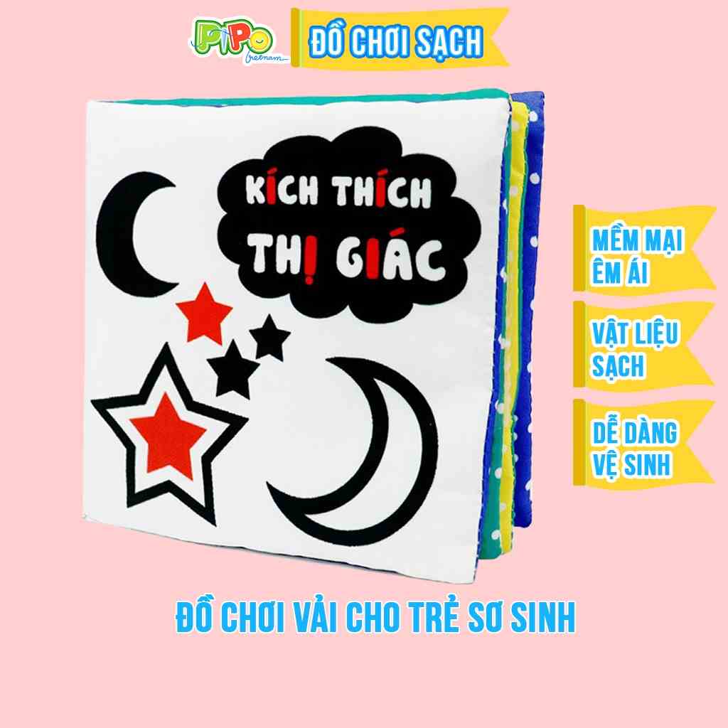 [Mã BMLTA35 giảm đến 35K đơn 99K] Sách vải sơ sinh PiPoVietnam chủ đề Kích thích thị giác an toàn cho bé