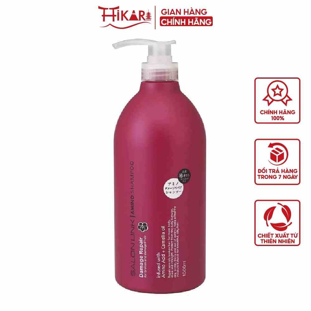 Dầu gội dưỡng tóc Kumano Salon Link Amino Shampoo Damage & Repair hương hoa trà 1000ml (màu đỏ)