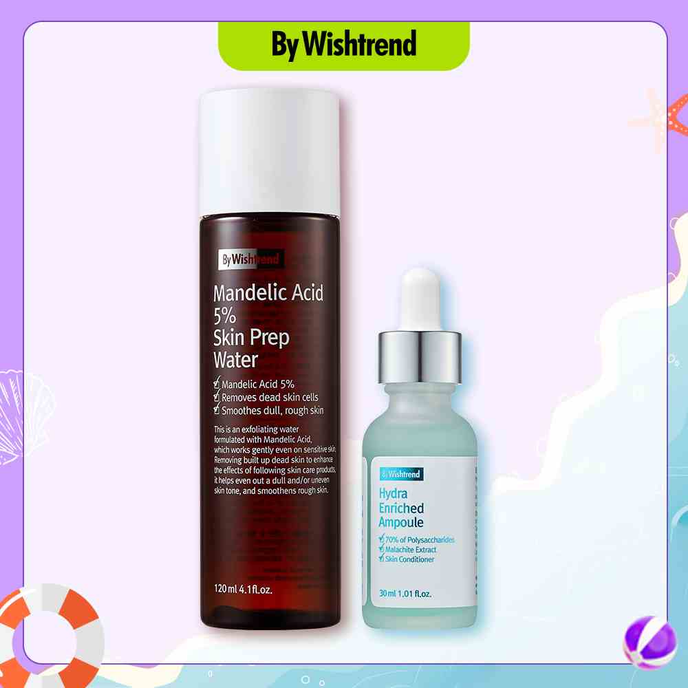 Combo Tinh Chất By Wishtrend Hydra Enriched Ampoule 30ml+By Wishtrend Mandelic Acid 5% Skin Prep Water 120ml