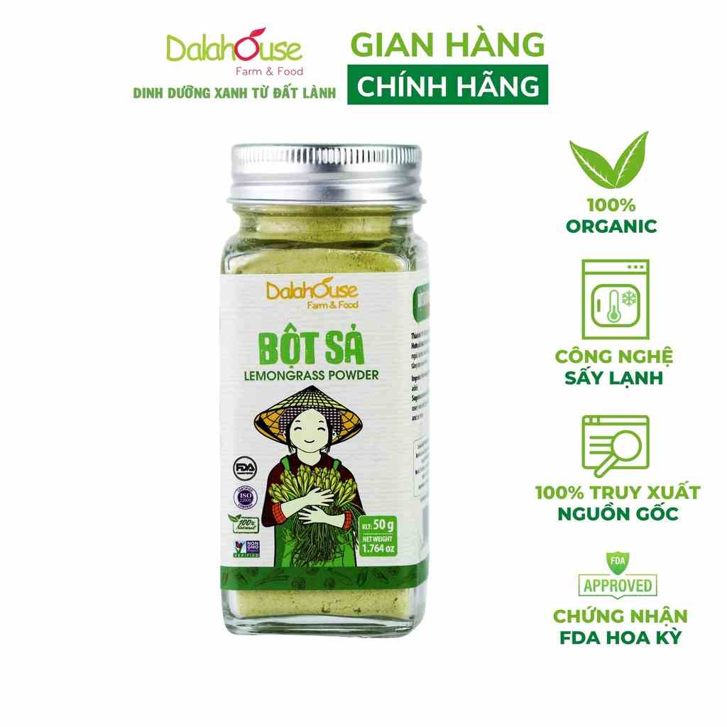 Bột sả organic nguyên chất Dalahouse công nghệ sấy lạnh tiêu chuẩn Châu Âu lọ 50 gr